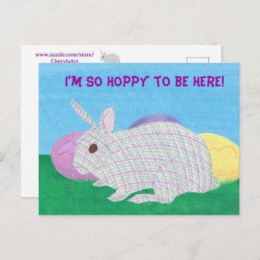 Schattigee Plaid Bunny Ik ben zo blij om hier brie Feestdagenkaart (Voorkant / Achterkant)