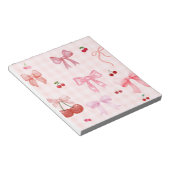 Schattigee plaid en roze coquette vruchten en stri notitieblok (Schuin)