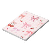Schattigee plaid en roze coquette vruchten en stri notitieblok (Linkerzijde)
