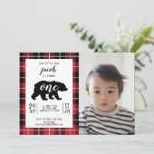 Schattigee Plaid Flanel Patroon Baby Foto 1e Verja Kaart (Staand voorkant)
