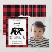 Schattigee Plaid Flanel Patroon Baby Foto 1e Verja Kaart (Voorkant / Achterkant)