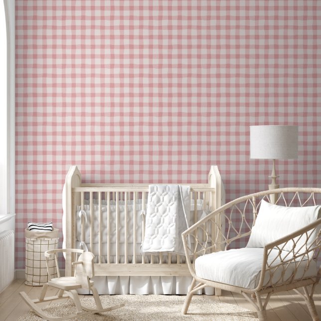 Schattigee plaid pastel roze babykamer behang (Kinderen)