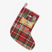 Schattigee Plaid Rustieke Script Feestdagen Gepers Kleine Kerstsok (Voorkant (Hangend))