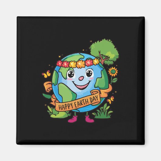 Schattigee Planeet Aarde Bewustzijnsdag Happy Eart Magneet (Voorkant)
