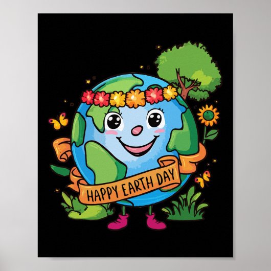 Schattigee Planeet Aarde Bewustzijnsdag Happy Eart Poster (Voorkant)