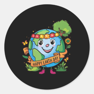 Schattigee Planeet Aarde Bewustzijnsdag Happy Eart Ronde Sticker