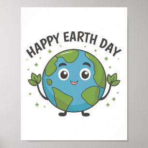 Schattigee Planeet Aarde Gezegde Happy Earth Dag 1 Poster
