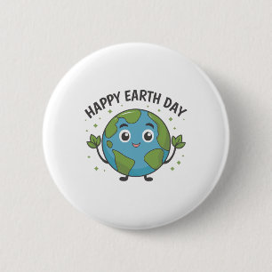 Schattigee Planeet Aarde Gezegde Happy Earth Dag 1 Ronde Button 5,7 Cm