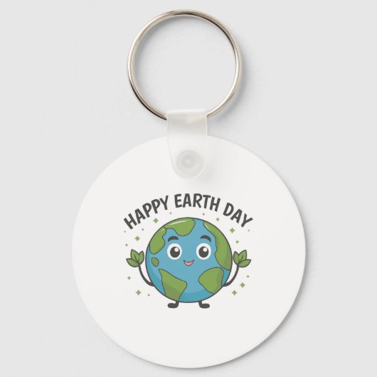 Schattigee Planeet Aarde Gezegde Happy Earth Dag 1 Sleutelhanger (Voorkant)