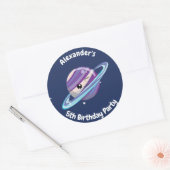 Schattigee Planet Saturn Space Galaxy Kind Verjaar Ronde Sticker (Envelop)