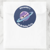 Schattigee Planet Saturn Space Galaxy Kind Verjaar Ronde Sticker (Tas)