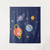 Schattigee Planeten Cartoon Ruimtekunst Kinder Wandkleed (Voorkant)