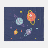 Schattigee Planeten Cartoon Ruimtewetenschap Kinde Fleece Deken (Voorkant (Horizontaal))