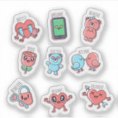 Schattigee platte liefde sticker set (Voorkant)