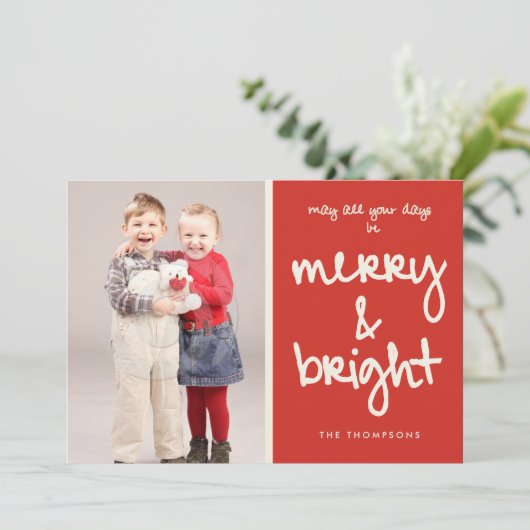Schattigee Plezier Vrolijk en Helder Foto Feestdagenkaart (Staand voorkant)