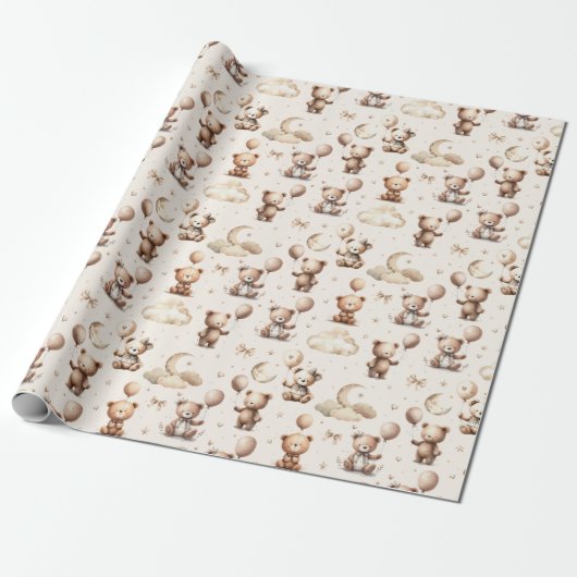 Schattigee pluche teddyberen cadeaupapier (Uitgerold)