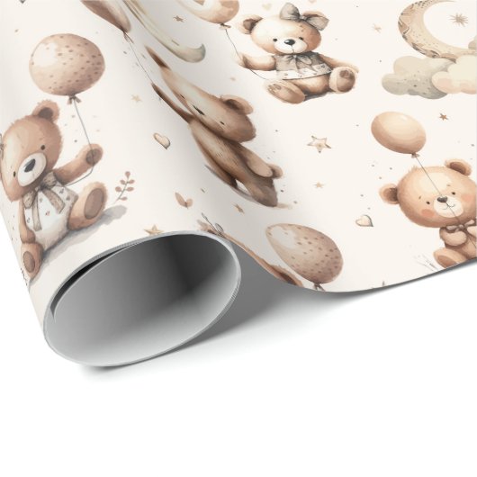 Schattigee pluche teddyberen cadeaupapier (Rol Hoek)