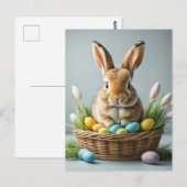 Schattigee pluizige feestelijke kleine paashaas briefkaart (Voorkant / Achterkant)