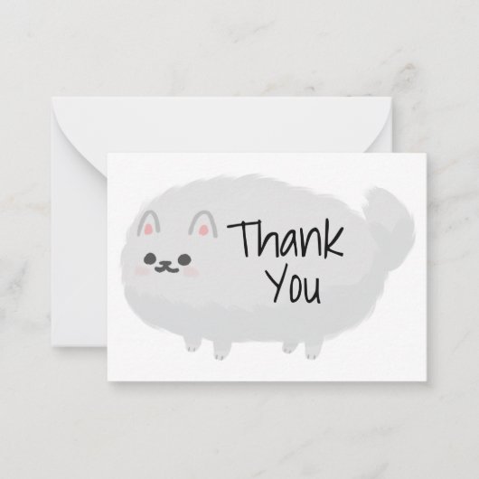 Schattigee pluizige hond dank je kaart notitiekaartje (Voorkant)