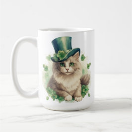 SCHATTIGEE PLUIZIGE KAT GEKLEED VOOR ST PATRICKS D KOFFIEMOK