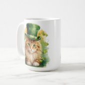 SCHATTIGEE PLUIZIGE KAT GEKLEED VOOR ST PATRICKS D KOFFIEMOK (Voorkant links)