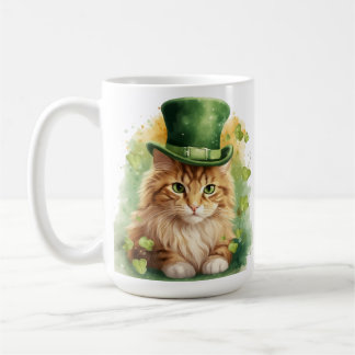 SCHATTIGEE PLUIZIGE KAT GEKLEED VOOR ST PATRICKS D KOFFIEMOK