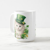 SCHATTIGEE PLUIZIGE KAT GEKLEED VOOR ST PATRICKS D KOFFIEMOK (Voorkant links)