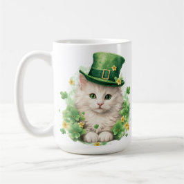 SCHATTIGEE PLUIZIGE KAT GEKLEED VOOR ST PATRICKS D KOFFIEMOK