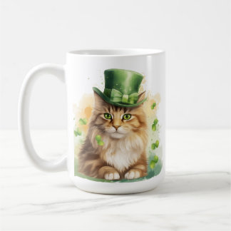 SCHATTIGEE PLUIZIGE KAT GEKLEED VOOR ST PATRICKS D KOFFIEMOK