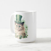 SCHATTIGEE PLUIZIGE KAT GEKLEED VOOR ST PATRICKS D KOFFIEMOK (Voorkant links)
