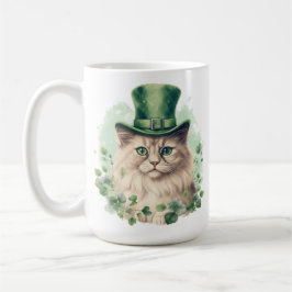 SCHATTIGEE PLUIZIGE KAT GEKLEED VOOR ST PATRICKS D KOFFIEMOK
