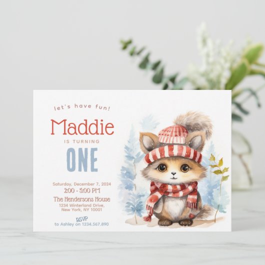 Schattigee pluizige kat Herfst winter aangepaste v Kaart (Staand voorkant)