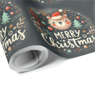 Schattigee pluizige kerst beer krans cadeaupapier
