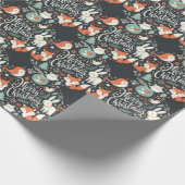 Schattigee pluizige kerst robins krans cadeaupapier (Hoek)