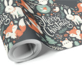 Schattigee pluizige kerst robins krans cadeaupapier (Rol Hoek)