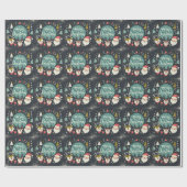 Schattigee pluizige kerst robins krans cadeaupapier (Vlak)