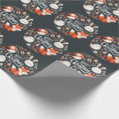 Schattigee pluizige kerst robins krans cadeaupapier (Hoek)