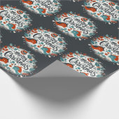 Schattigee pluizige kerst robins krans cadeaupapier (Hoek)