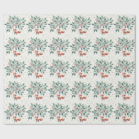 Schattigee pluizige kerstkrans van Santa Fox Cadeaupapier (Vlak)