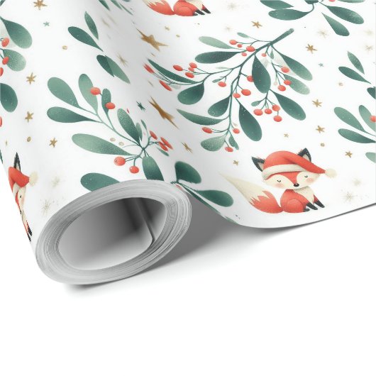 Schattigee pluizige kerstkrans van Santa Fox Cadeaupapier (Rol Hoek)