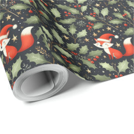 Schattigee pluizige kerstkrans van Santa Fox Cadeaupapier