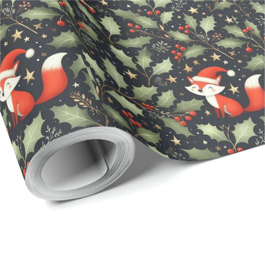 Schattigee pluizige kerstkrans van Santa Fox Cadeaupapier (Rol Hoek)