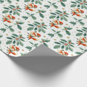 Schattigee pluizige kerstkrans van Santa Fox Cadeaupapier (Hoek)