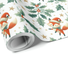 Schattigee pluizige kerstkrans van Santa Fox Cadeaupapier