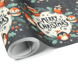 Schattigee pluizige kerstmonstermagneet cadeaupapier