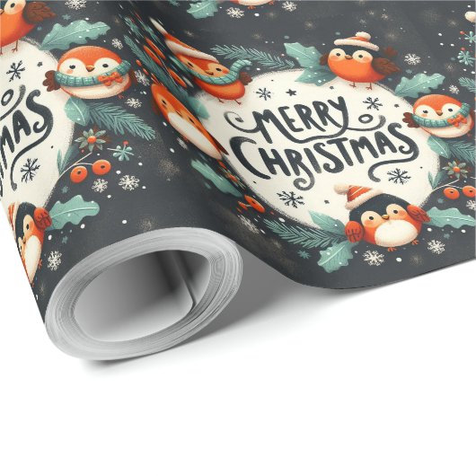 Schattigee pluizige kerstmonstermagneet cadeaupapier (Rol Hoek)