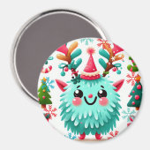 Schattigee pluizige kerstmonstermagneet magneet (Voorkant / Achterkant)
