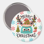 Schattigee pluizige kerstmonstermagneet magneet (Voorkant / Achterkant)