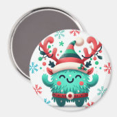 Schattigee pluizige kerstmonstermagneet magneet (Voorkant / Achterkant)