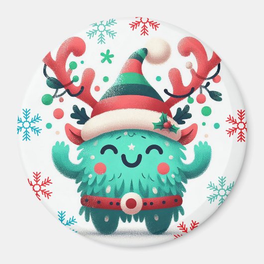 Schattigee pluizige kerstmonstermagneet magneet (Voorkant)